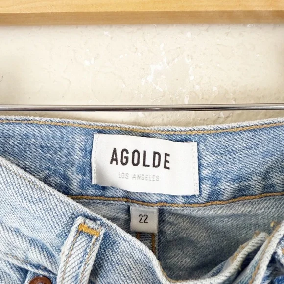 Agolde Riley Long High Rise Straight Light Wash Jeans Size 22 - Picture 5 of 6